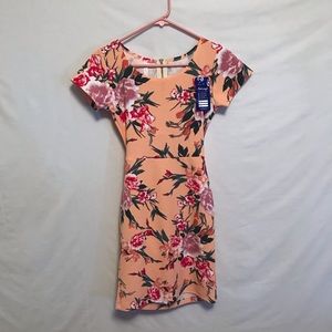 Andreomy’s Peach Floral Cut-Out Dress